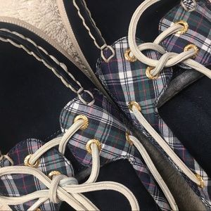 sperry navy plaid sliders 9.5